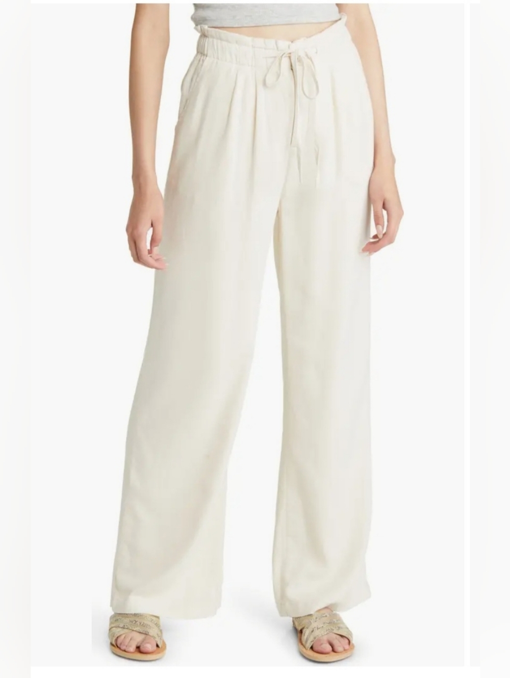 Thread & Supply White Linen Blend Pants Medium